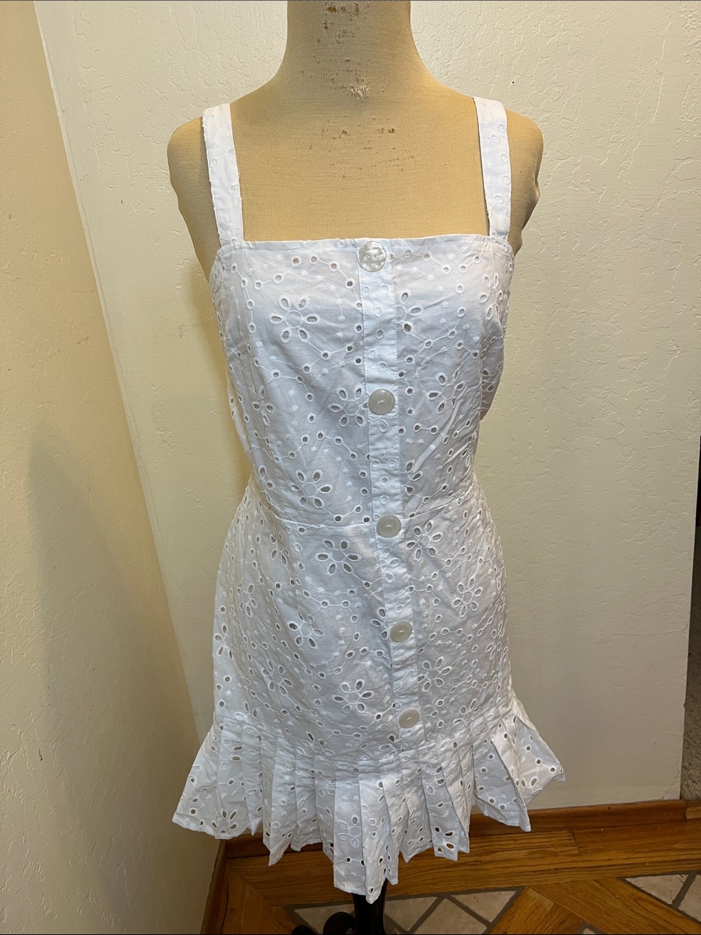 Alexis White Eyelet Button-Front Mini Dress